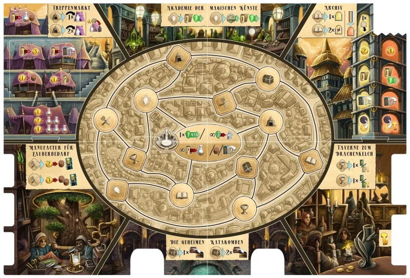 Finaler Spielplan des Kennerspiels Djinn