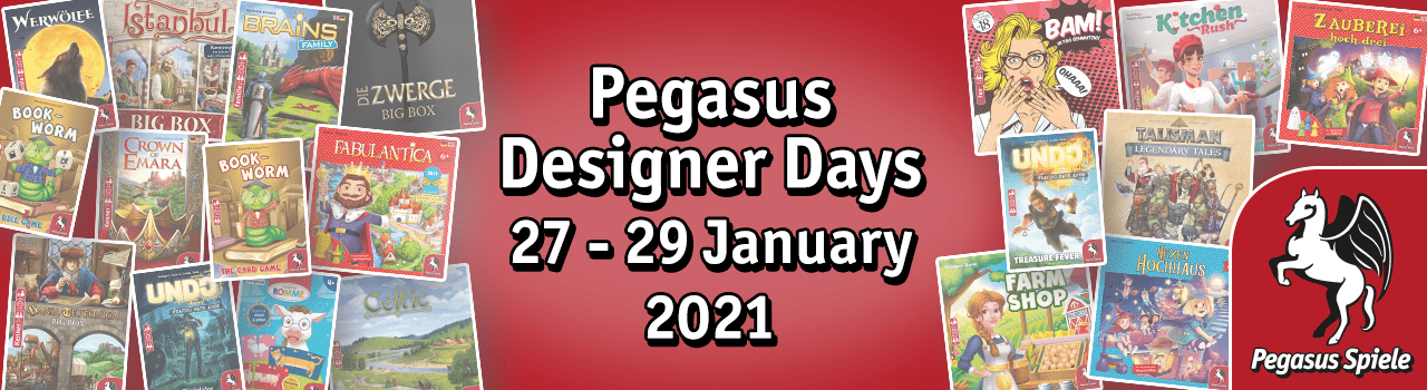 Pegasus Spiele Designer Days from 27 to 29 January 2021
