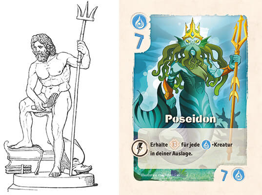 Darstellung von Poseidon (Rom, Lateran) und in The Vale of Eternity