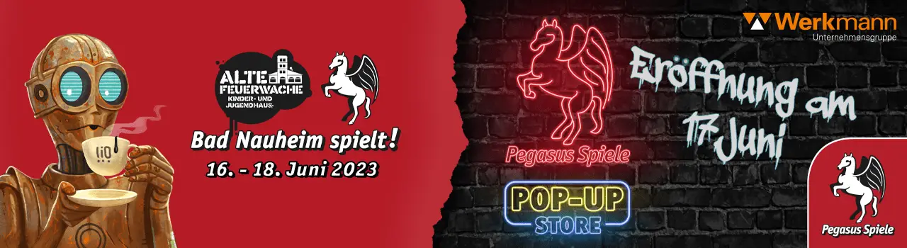 Bad Nauheim spielt! 2023 und Eröffnung des Pegasus Spiele Pop-Up-Stores