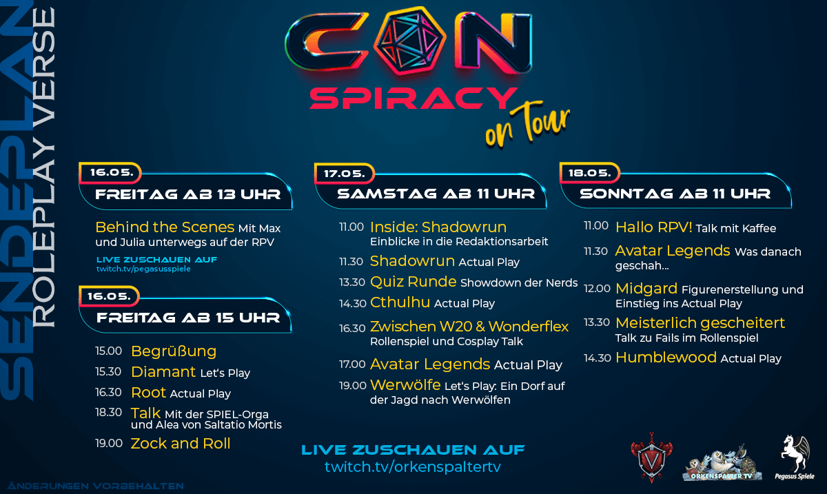 Sendeplan des CONspiracy on Tour Programms auf der Roleplay Verse 2025