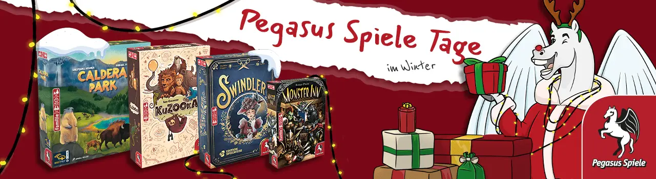 Pegasus Spiele Tage im Winter mit Caldera Park, KuZOOkA, Swindler und Monster Inn