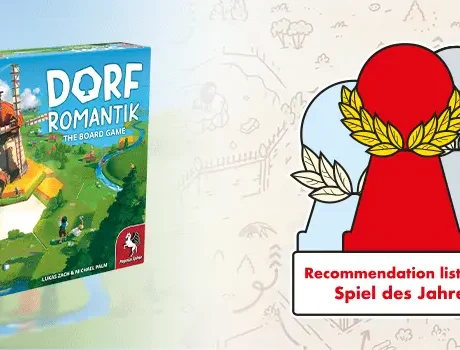 Spiel des Jahres Nomination Logo with Dorfromantik - The Board Game and Recommendation Logo with KuZOOkA