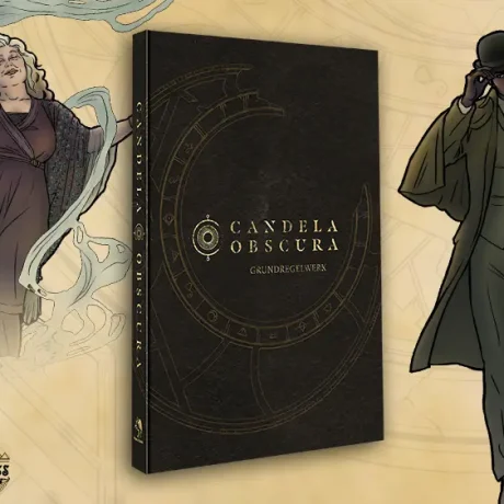 Candela Obscura Rollenspiel Produktbild und Illustrationen