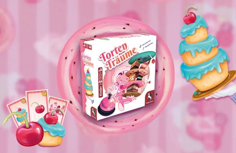 Produktbild und Illustrationen des Brettspiels Torten Träume