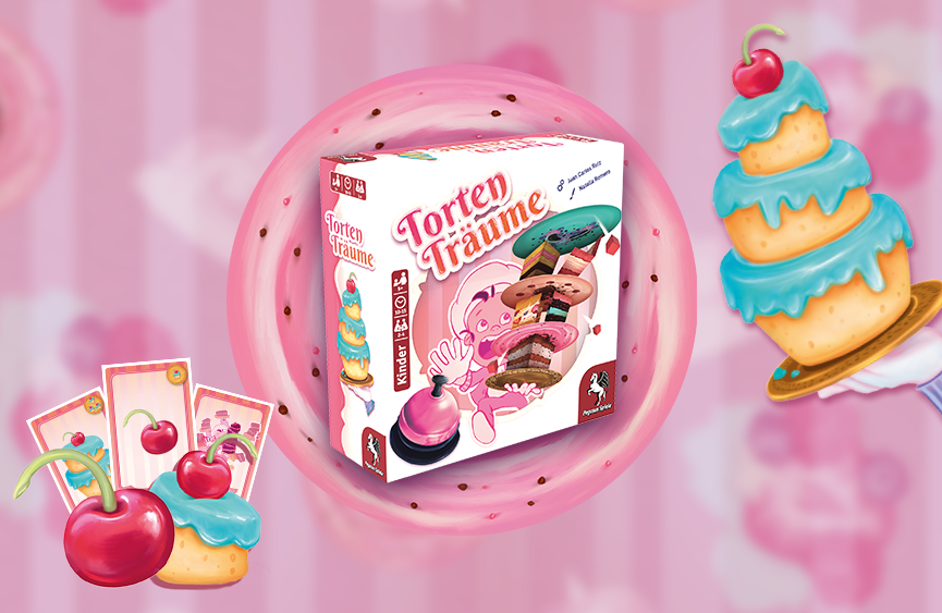Produktbild und Illustrationen des Brettspiels Torten Träume