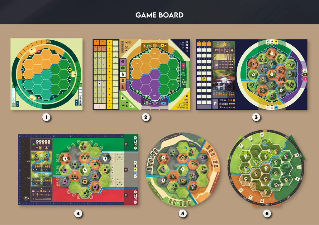 Entwicklungsstufen des Spielplans des Brettspiels Forestry