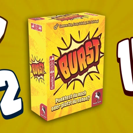 Schachtel vom Kartenspiel Burst aus der Einfach! Schnell! Clever! Reihe von Pegasus Spiele