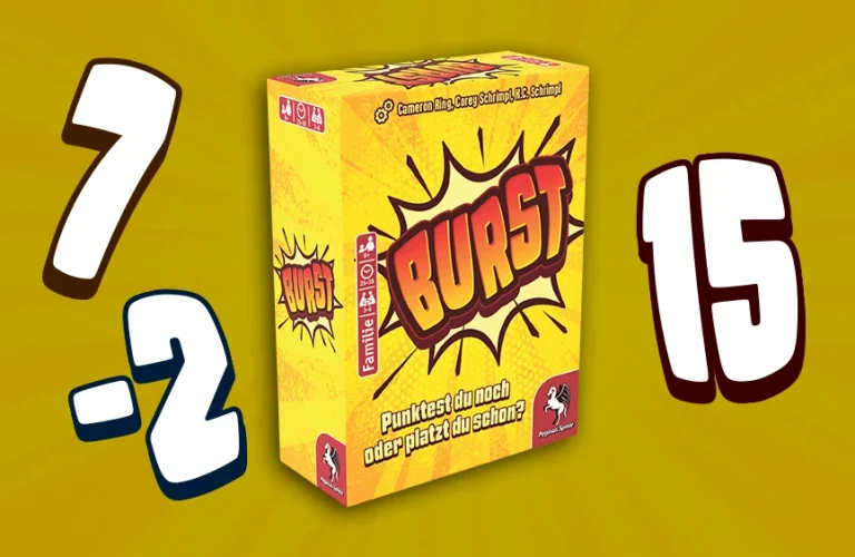 Schachtel vom Kartenspiel Burst aus der Einfach! Schnell! Clever! Reihe von Pegasus Spiele