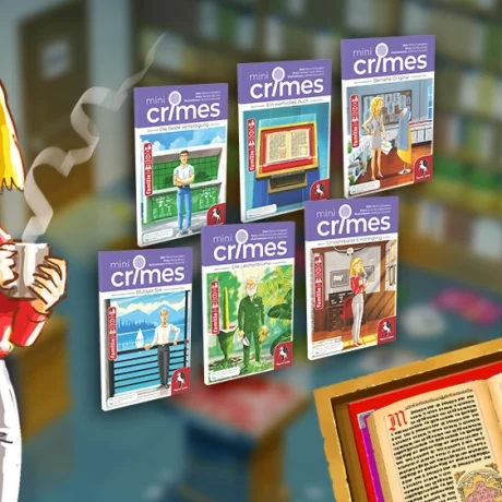 MiniCrimes der dritten Saison bei Pegasus Spiele - Packshots und Illustrationen