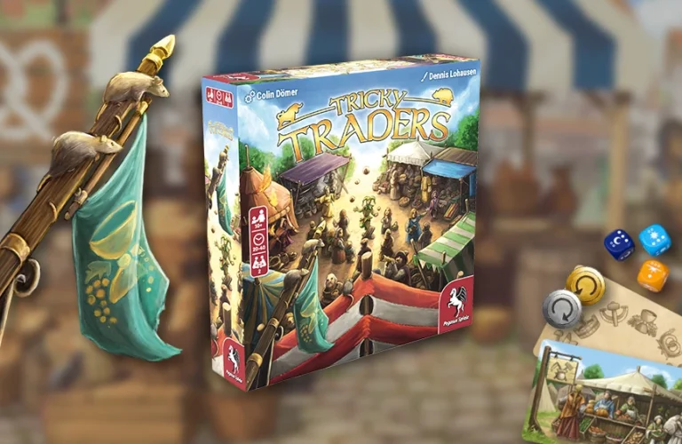 Product Image and illustration of the board game Tricky Traders
