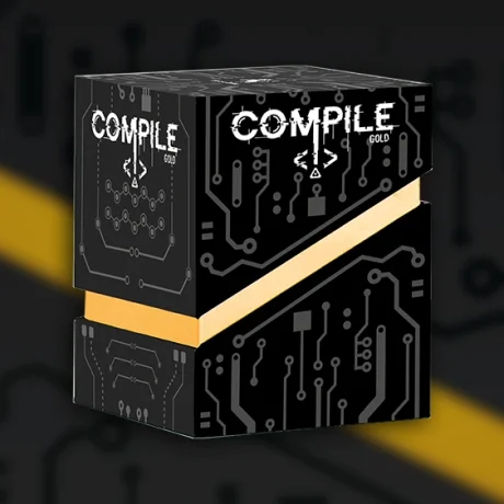 Compile (Gold) vor schwarz-goldenem Hintergrund