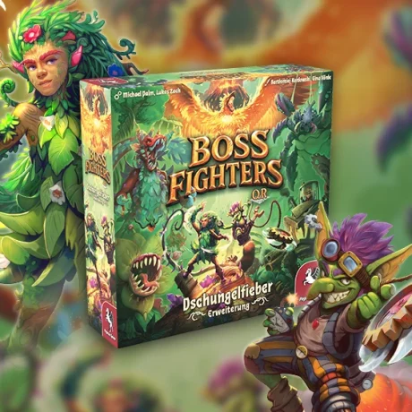 Cover und Charaktere der Erweiterung Dschungelfieber für Boss Fighters QR