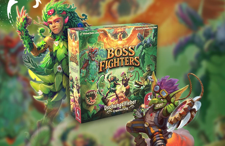 Cover und Charaktere der Erweiterung Dschungelfieber für Boss Fighters QR
