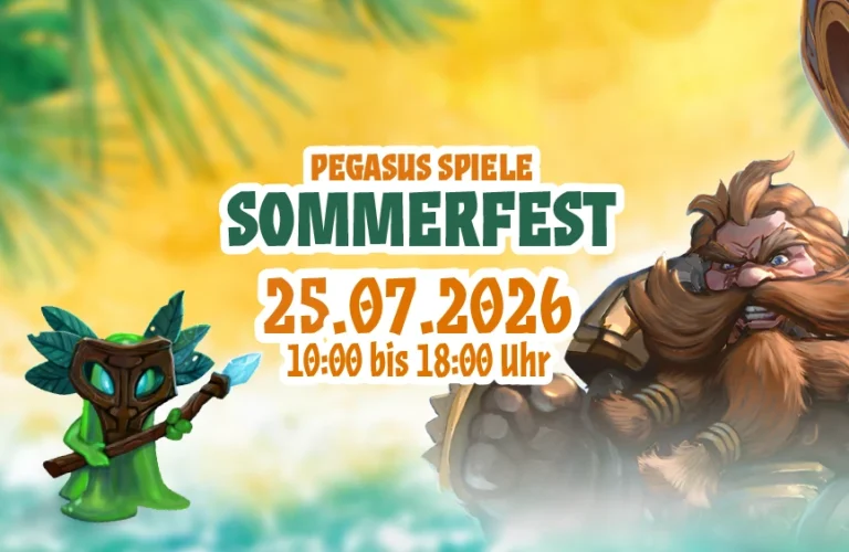 Ankündigungstext Sommerfest am 25. Juli von 10 bis 18 Uhr; dazu Illustrationen aus Boss Fighters QR