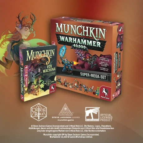 Produktgrafiken beider Spiele mit einer Charakter-Illustration daneben