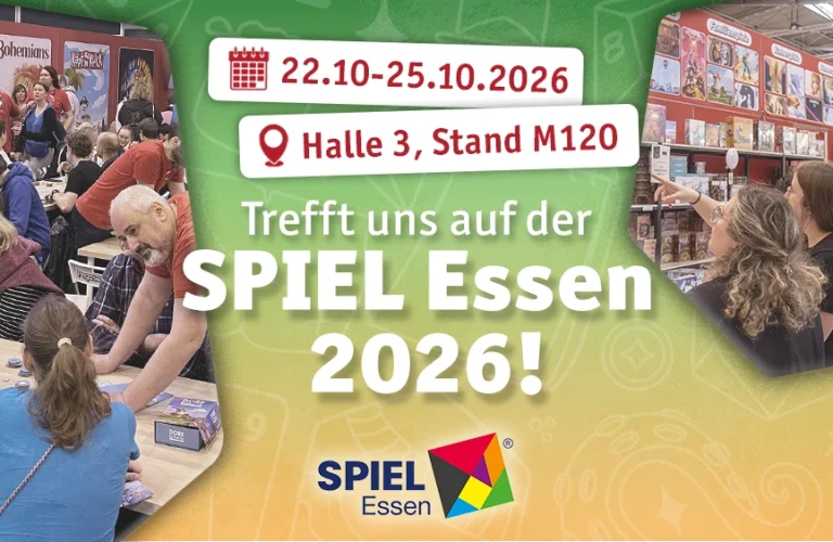 Trefft Pegasus Spiele auf der Spiel Essen 2026 in Halle 3 an Stand M120